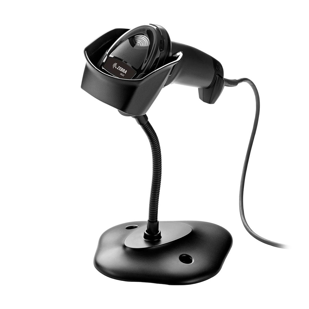 Lector de códigos de barras Zebra DS2208 con base, para punto de venta y gestión de inventario