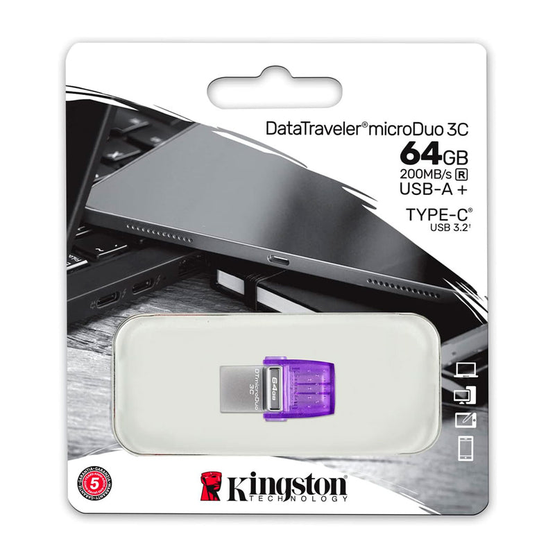 KINGSTON DTDUO3CG3/64GB - Memoria MicroDuo 3C USB-TIPO-C 3.2 G1 64GB Kingston Data Traveler