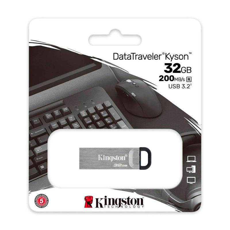 KINGSTON DTKN/32GB - Memoria Flash USB Kingston DataTraveler Kyson 32GB USB 3.2 Gen 1 Color Plata.