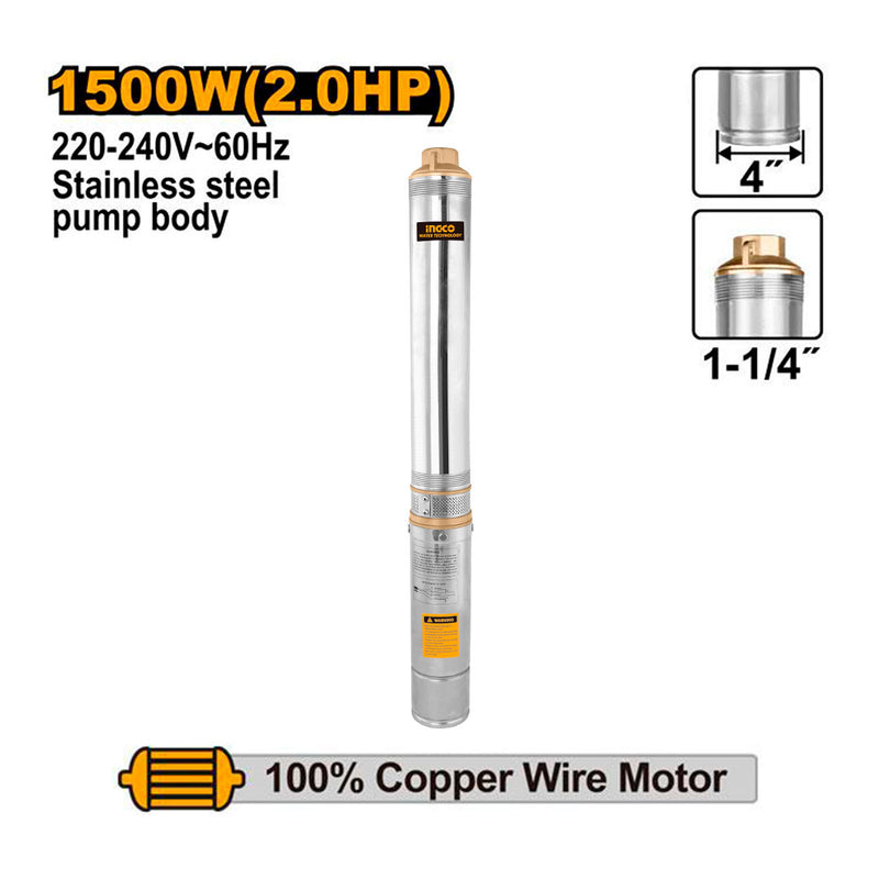 INGCO DWP15001-5 Bomba tubo de pozo sumergible 1500w 2.0hp