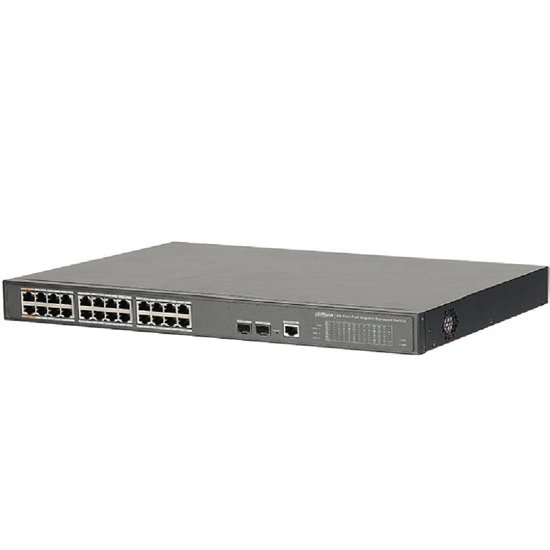 DAHUA DH-PFS4226-24GT-240 Switch 24 puertos POE Gigabit 10/100/1000 2SFP 2 HI-POE 240w Administrable Capa 2