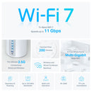 TP-LINK DECO BE65(3-pack) Pack x3 Whole Home Mesh WiFi 7 System BE11000 Tri-Band. Compatible with Alexa and Google Assistant.