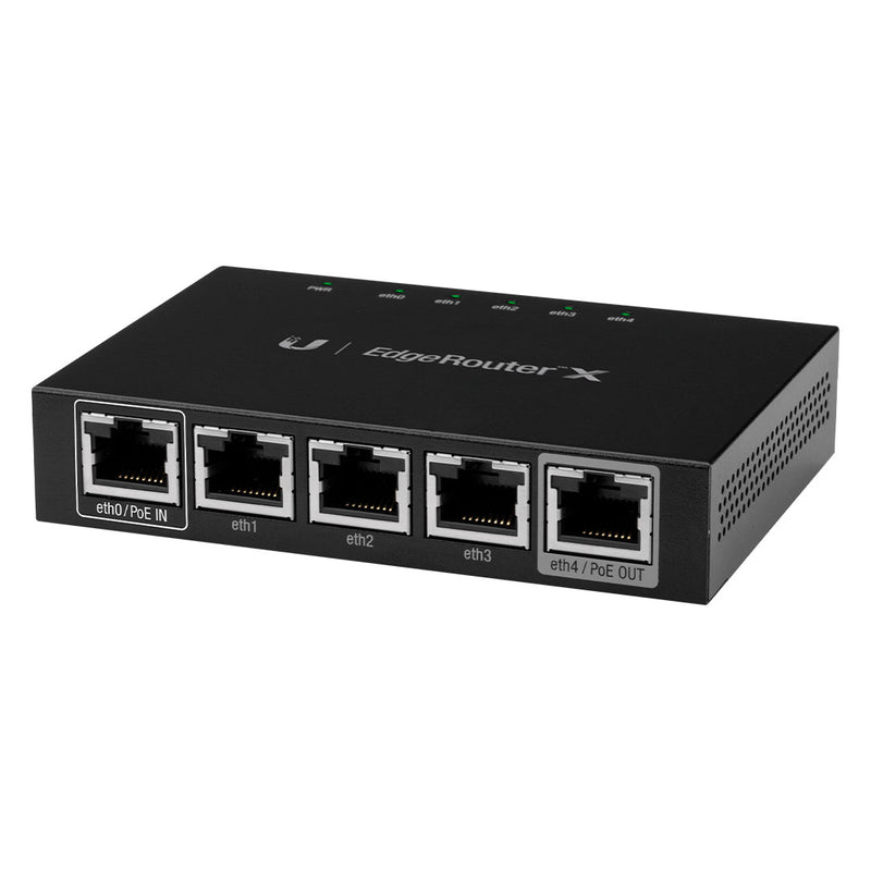 UBIQUITI ER-X, Router Edgerouter X 3 puertos Gigabit + 1 puerto PoE Gigabit + 1 puerto Passthrough Gigabit Ethernet