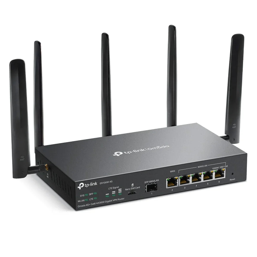 TP-LINK ER706W-4G Router VPN Omada WiFi 4G+ Cat6 AX3000 Gigabit