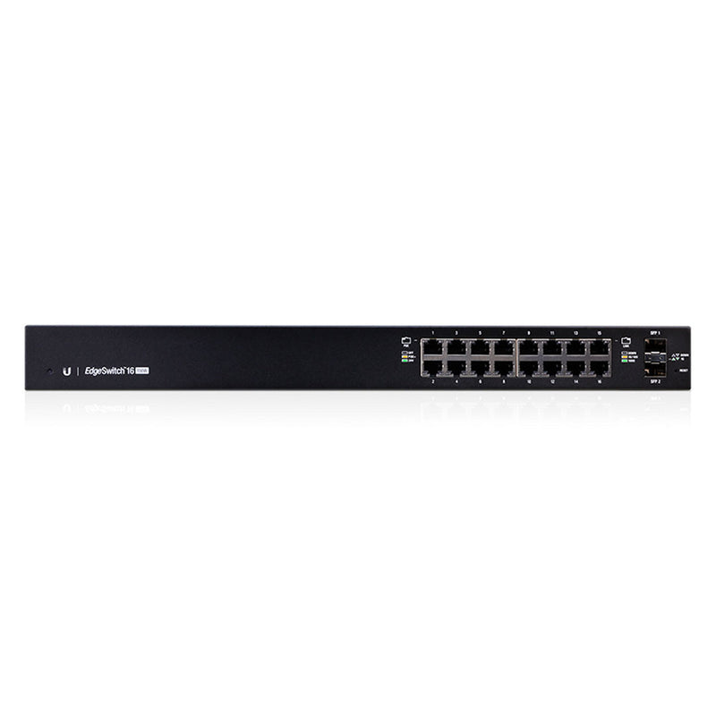 UBIQUITI ES-16-150W Switch edgemax administrable de 16 puertos gigabit con poe+/poe pasivo 24v + 2 puertos sfp, 150 w