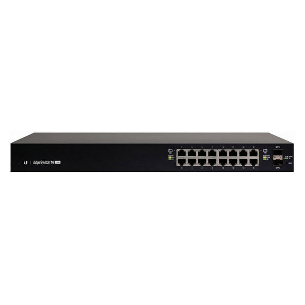 UBIQUITI ES-16-150W Switch edgemax administrable de 16 puertos gigabit con poe+/poe pasivo 24v + 2 puertos sfp, 150 w