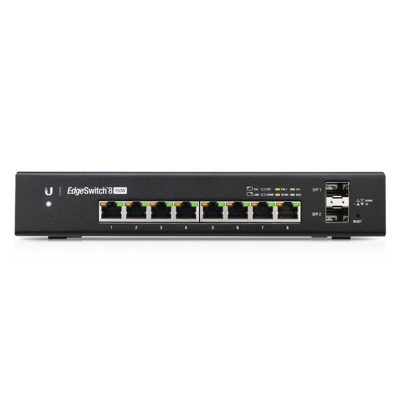 UBIQUITI ES-8-150W Switch EdgeMax administrable de 8 puertos Gigabit con PoE+/PoE pasivo 24v + 2 puertos sfp, 150 w