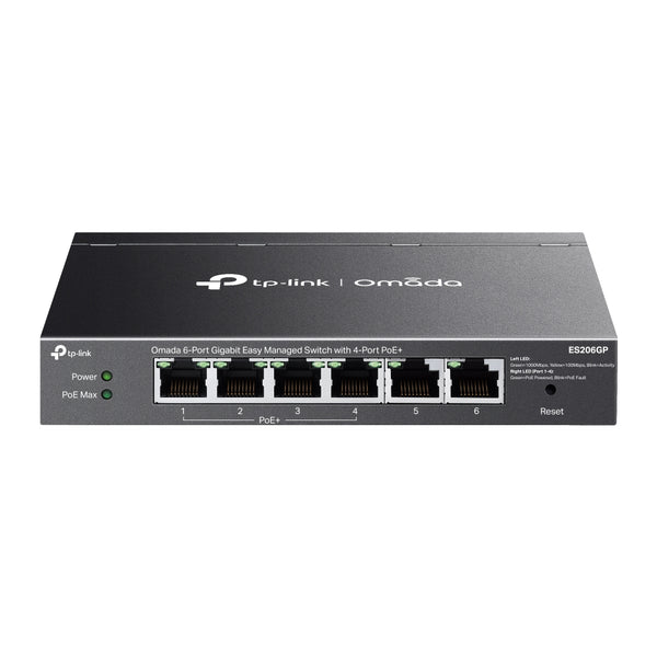 TP-LINK ES206GP Switch, Conmutador Gigabit, de fácil administración, Omada de 6 puertos, con PoE+ de 4 puertos