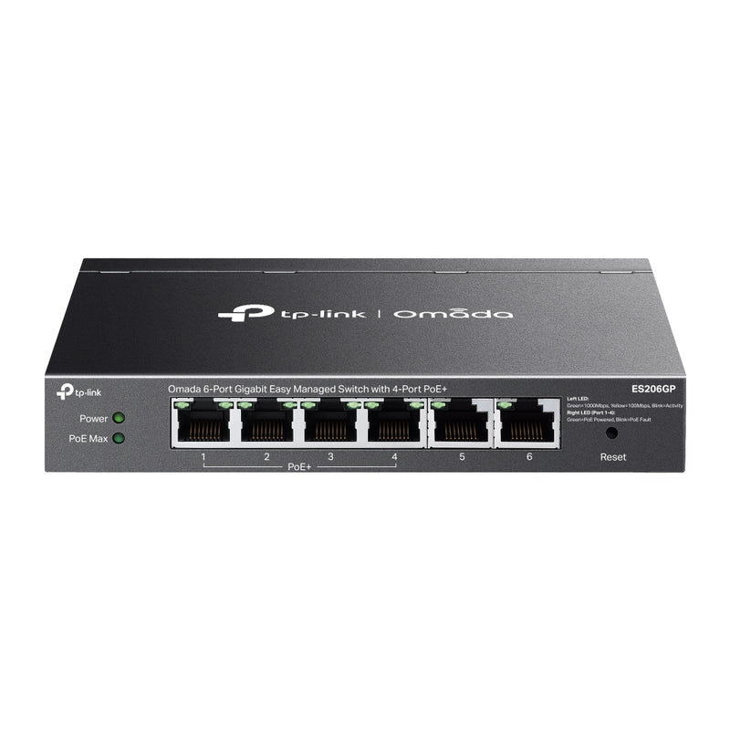 TP-LINK ES206GP Switch, Conmutador Gigabit, de fácil administración, Omada de 6 puertos, con PoE+ de 4 puertos