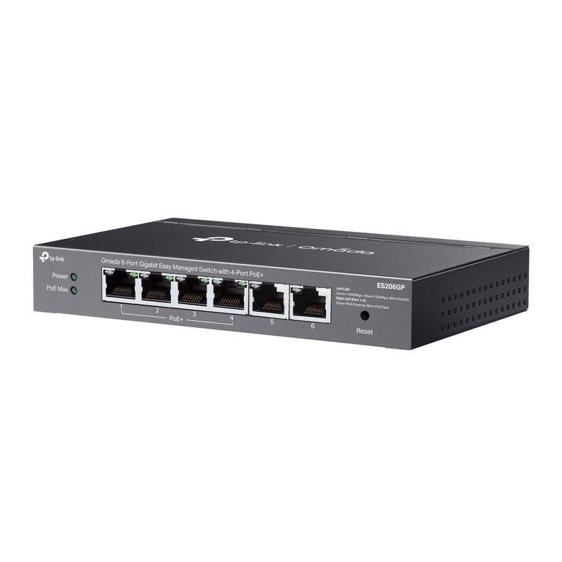 TP-LINK ES206GP Switch, Conmutador Gigabit, de fácil administración, Omada de 6 puertos, con PoE+ de 4 puertos
