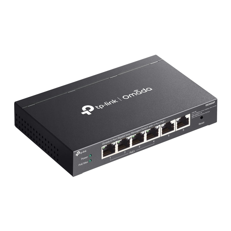 TP-LINK ES206GP Switch, Conmutador Gigabit, de fácil administración, Omada de 6 puertos, con PoE+ de 4 puertos