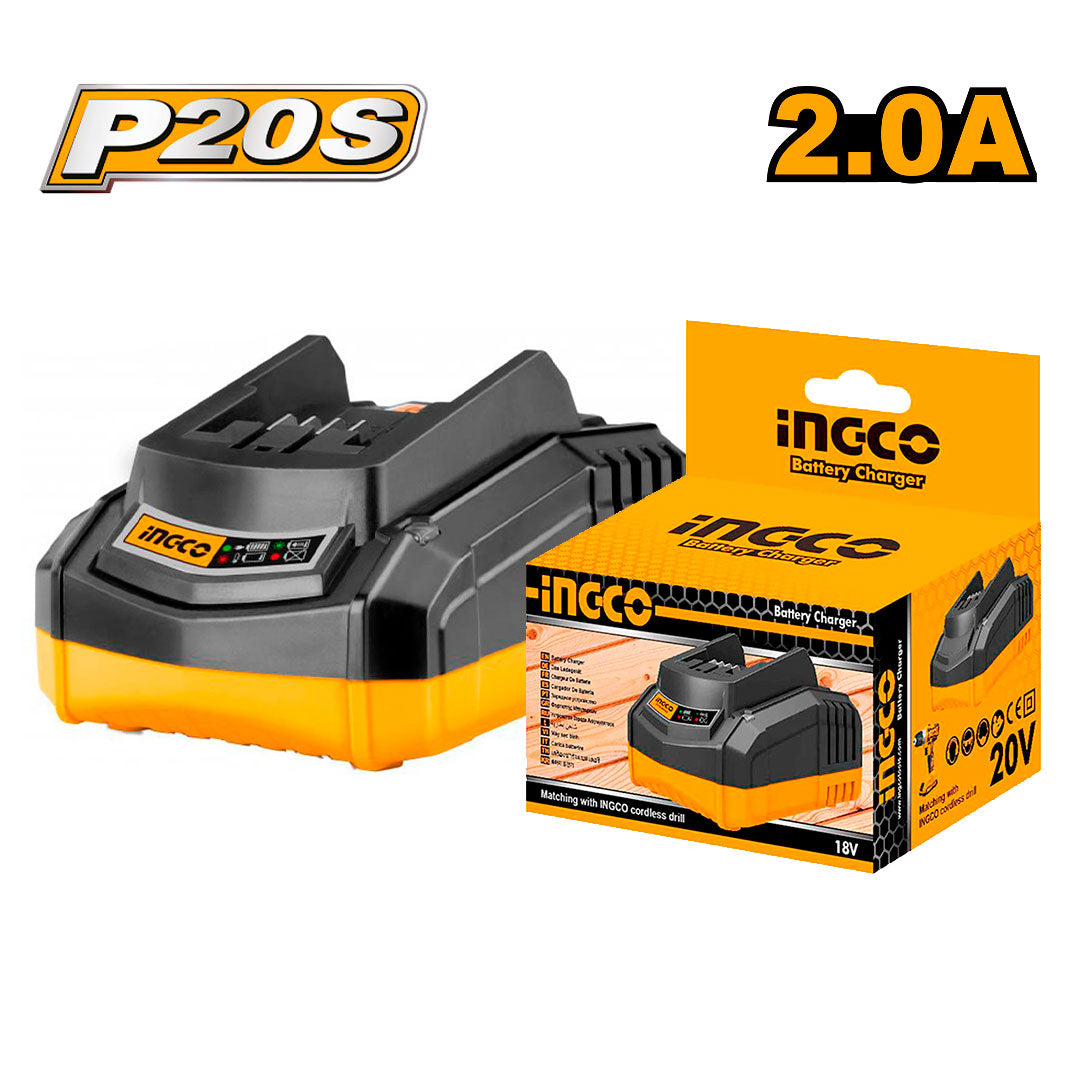 INGCO FCLI2001 Cargador de carga rápida inteligente P20S. 20V 2.0Ah