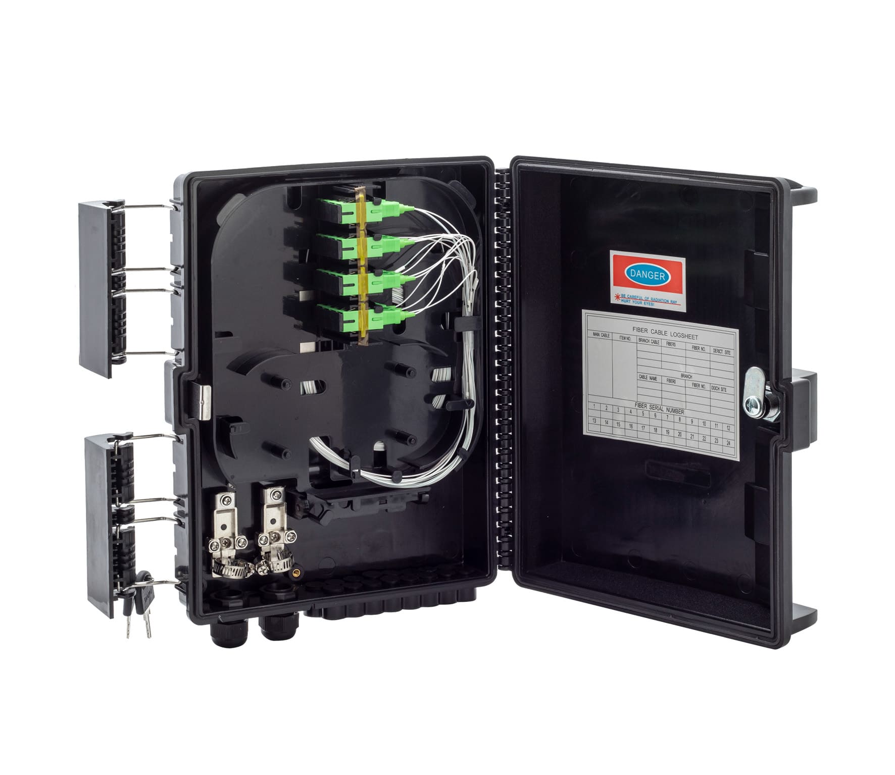 GLC TEC GLC-FDB-001-05 Caja NAP de Empalme FTTH con Splitter 1x8 SC-APC y 8 Acopladores Monomodo