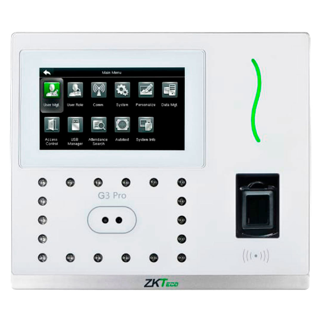 ZKTECO G3 PRO/ID Control de Acceso y Asistencia con Lector de Huella, Palma, Rostro y Tarjeta