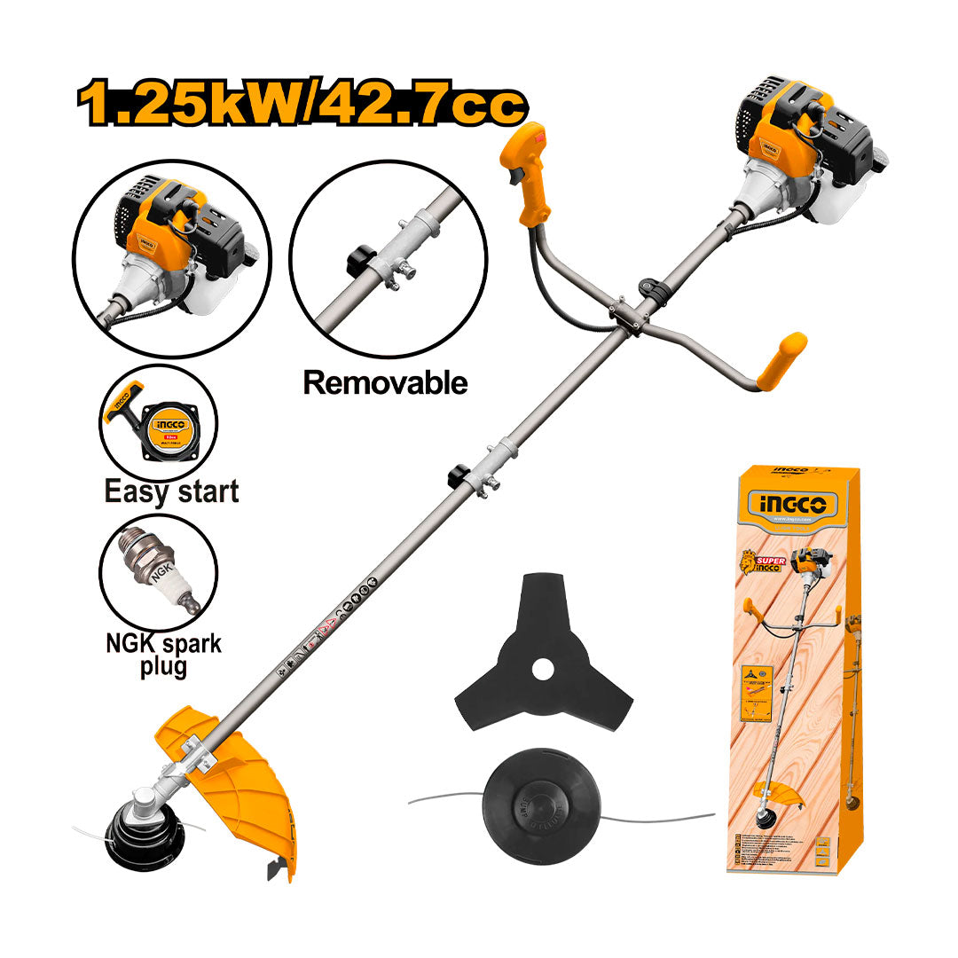 INGCO GBC5434421 Desmalezadora a gasolina 42,7CC - 2HP + accesorios