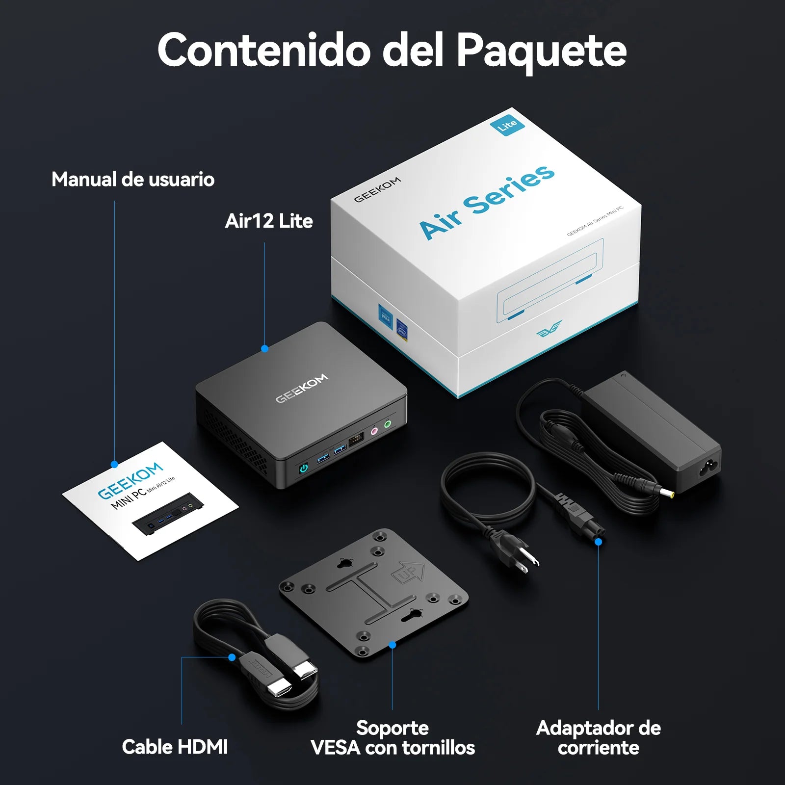 GEEKOM Air12 Lite Mini PC Alto Rendimiento Intel N95 hasta 16 GB de RAM y hasta 2TB de almacenamiento