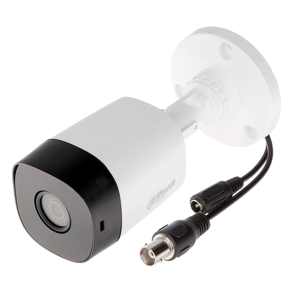 Cámara de videovigilancia tipo bala blanca con conectores, ideal para seguridad electrónica
