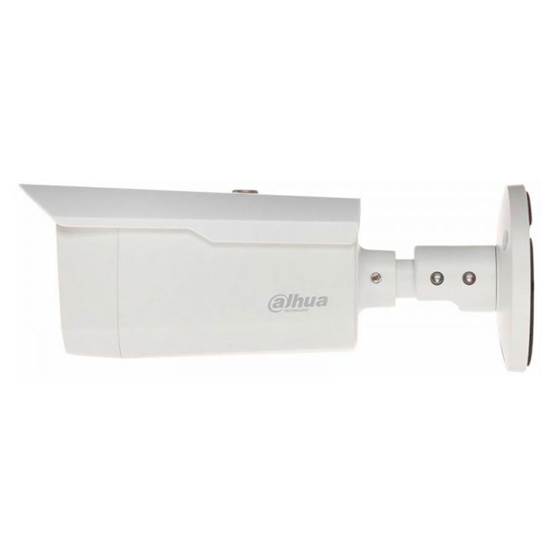 Cámara de videovigilancia tipo bala para seguridad electrónica, vista lateral, color blanco