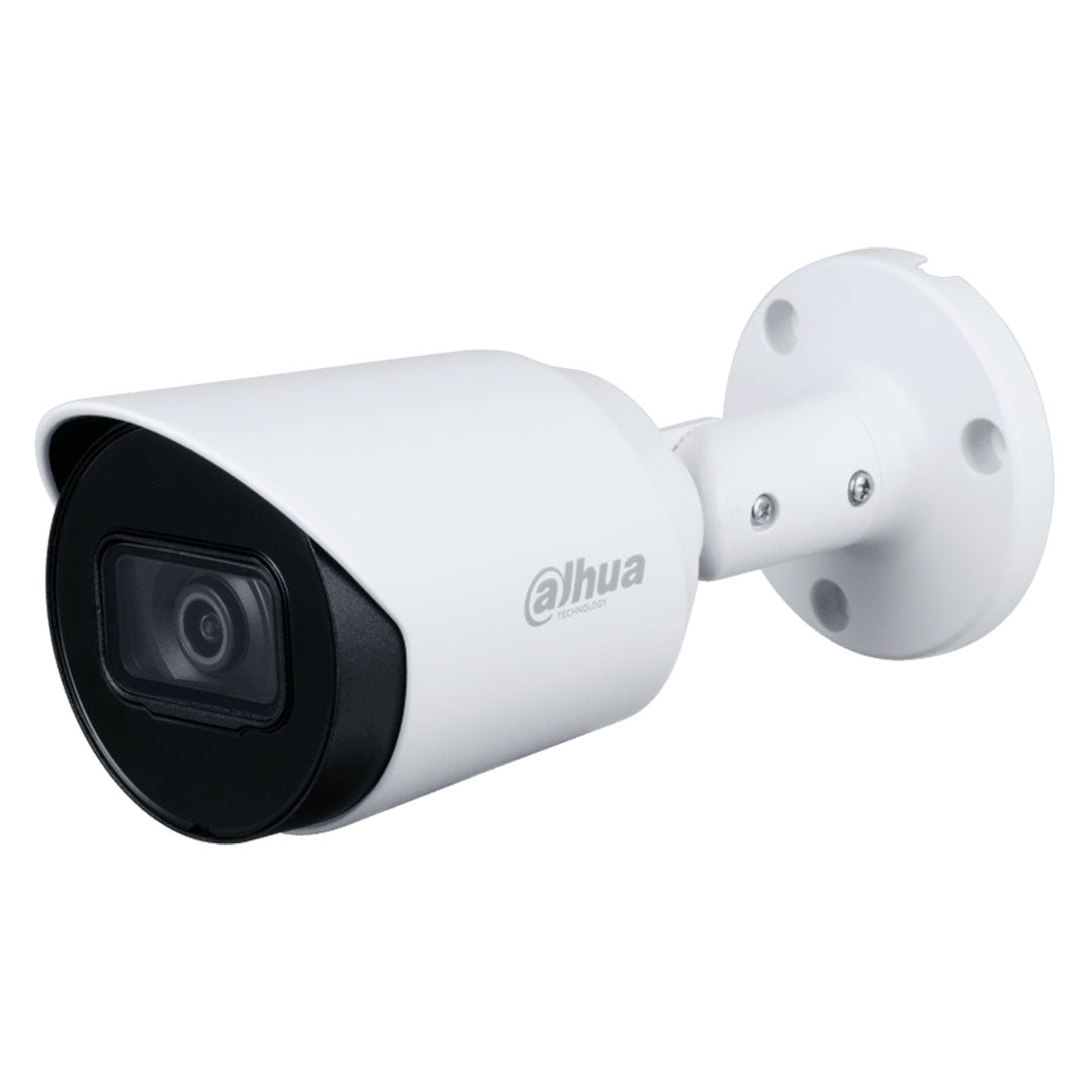 Cámara de seguridad tipo bala Dahua blanca para videovigilancia en exteriores