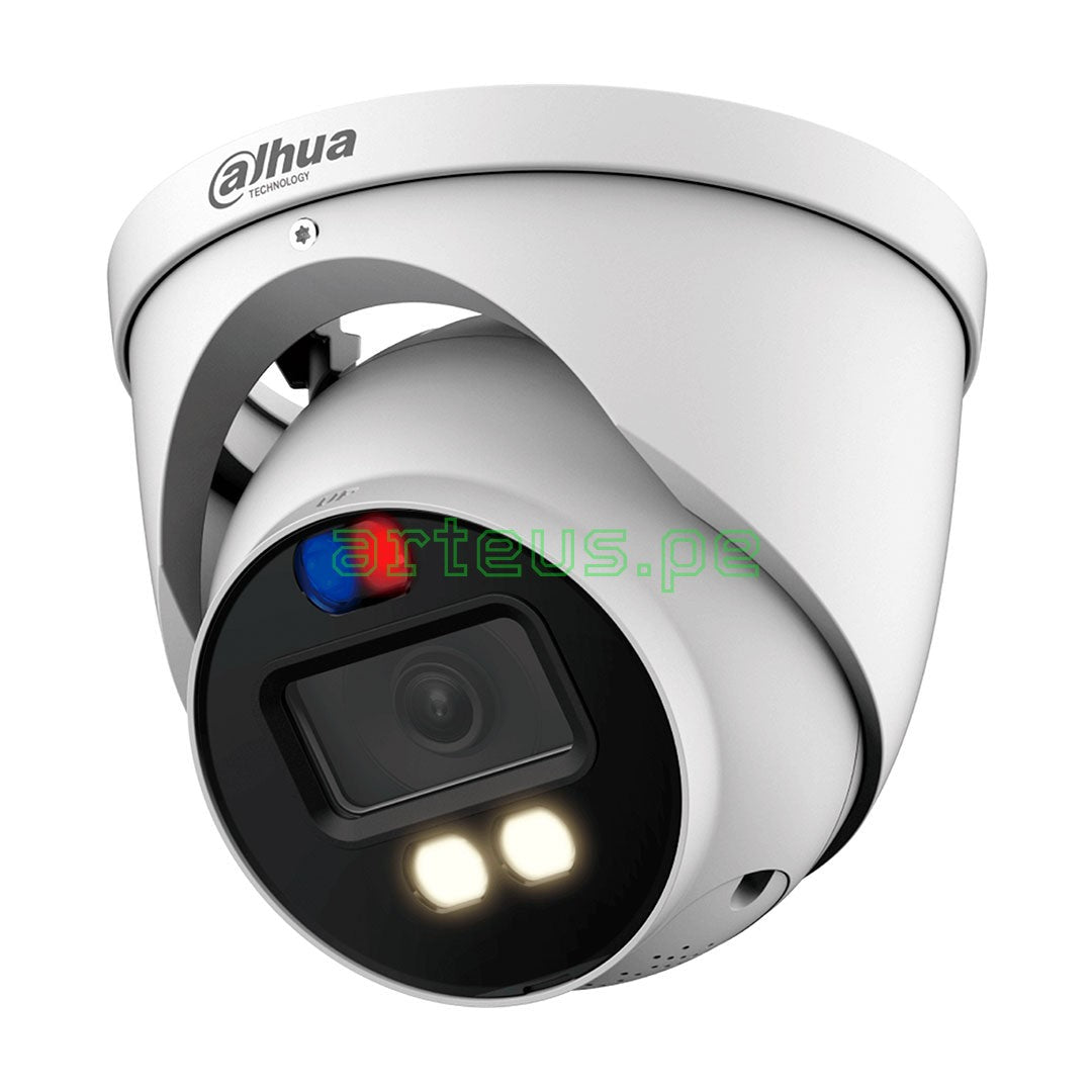 DAHUA HAC-ME1509H-A-PV Cámara de seguridad analógica 5MP domo, disuasión activa, luz dual inteligente, Super Adapt
