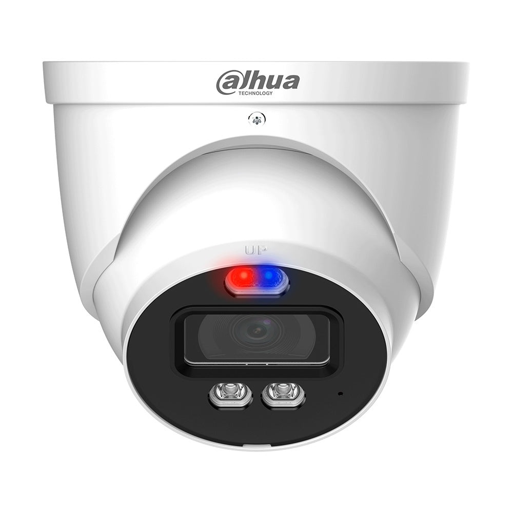DAHUA HAC-ME1809H-A-PV TIOC Cámara de Seguridad HDCVI 4K 8MP 2.8mm LED 40m IP67 MIc FULLCOLOR Sirena Luz
