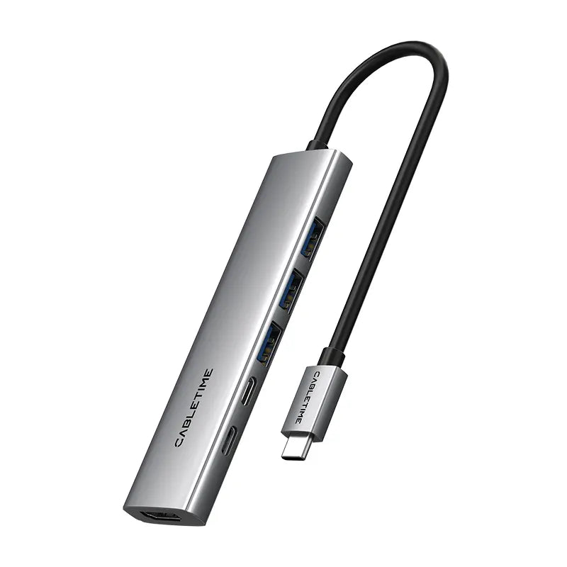 CABLETIME HB01G Adaptador Hub USB-C 6 Puertos CT-HBP1-AG6