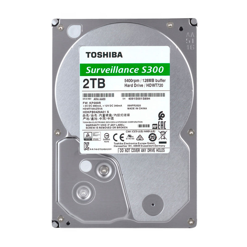 TOSHIBA HDWT720UZSVA Disco Duro S300 2TB SURV 2TB SATA 6.0Gb 5400rpm, 128MB Cache, 3.5"