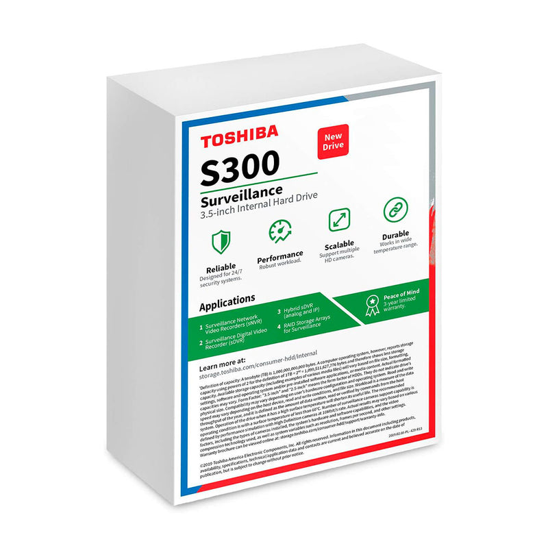 TOSHIBA HDWT860UZSVA Disco Duro Surveillance S300c 6TB SATA 6.0GB 5400rpm, 256MB