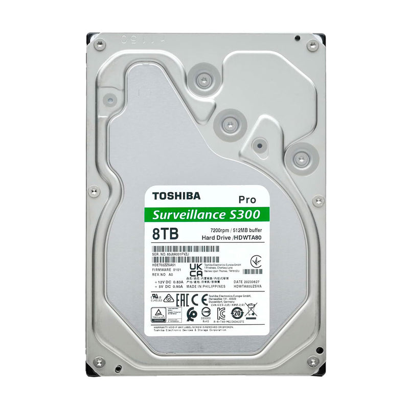 TOSHIBA HDWTA80UZSVAR Disco Duro Surveillance S300 PRO, 8TB SATA 6.0Gb/s, 7200rpm, 512MB Cache, 3.5". 