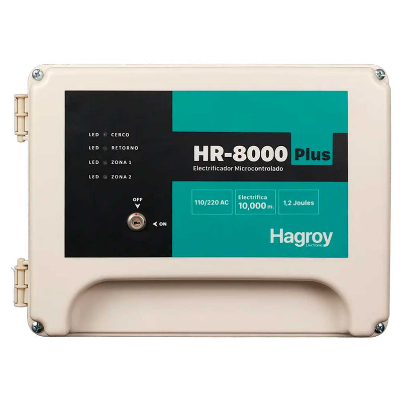 HAGROY KIT-HR8PL220VAC Kit de cerco: HR8000 PLUS, Batería 4amp, Sirena 30w y letrero