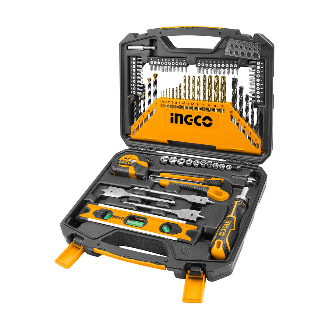 INGCO HKTAC010861 Set de accesorios de 86 piezas. Taladro + herramientas manuales