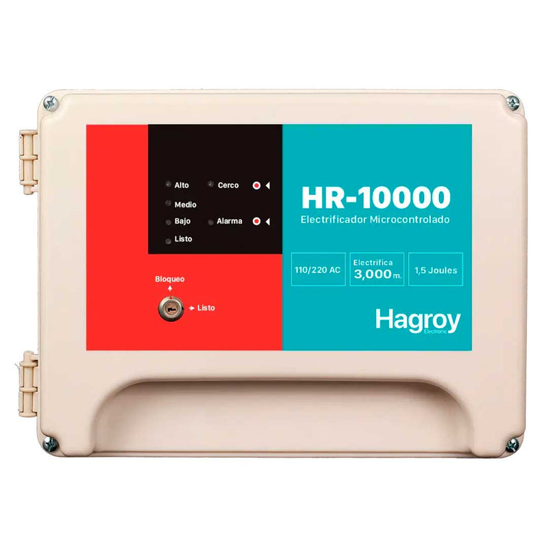 HAGROY KIT-HR10000 Kit Cerco Residencial: HR10000, batería 4amp, Sirena 30w y Letrero