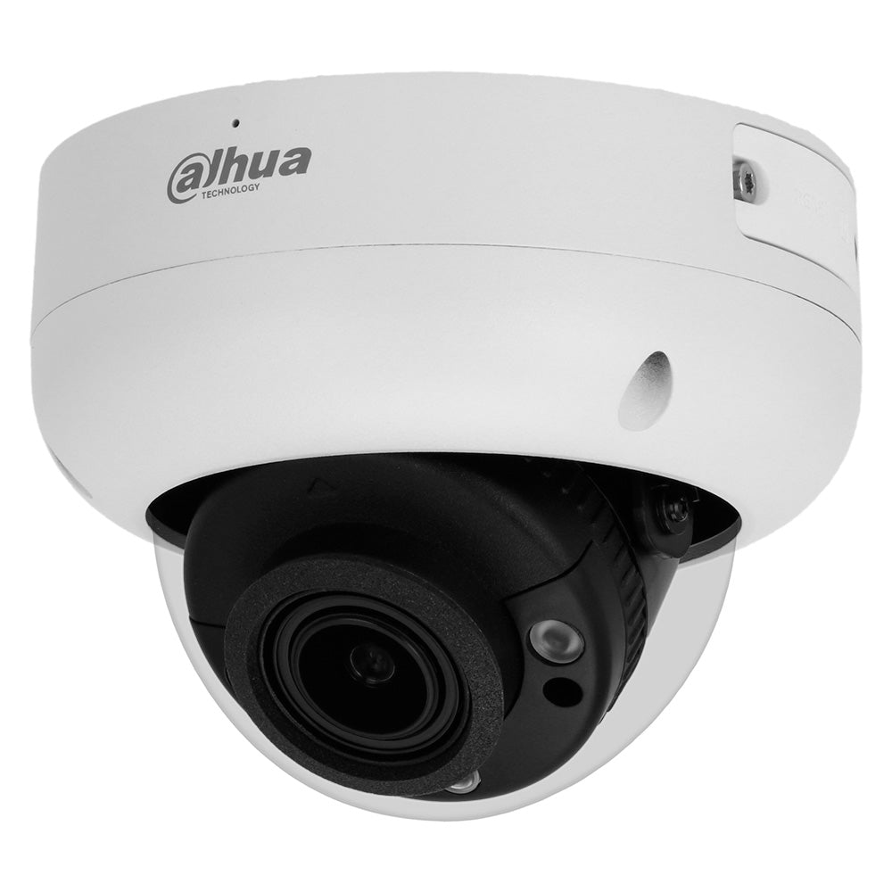 Cámara de videovigilancia tipo domo Dahua, seguridad electrónica, lente y carcasa blanca