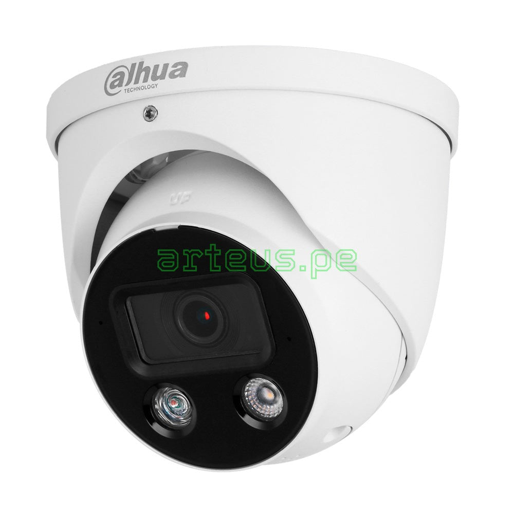 DAHUA IPC-HDW3449H-AS-PV TIOC Cámara de Seguridad IP POE 2K 4MP 2.8mm WDR IP67 Micrófono Parlante LED 40m WIZSENSE FULLCOLOR