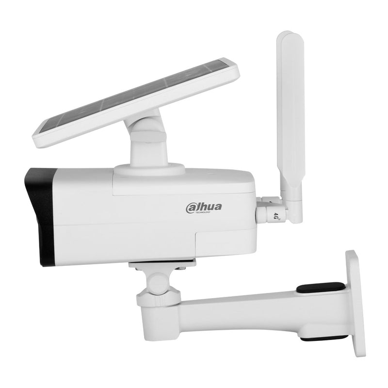 DAHUA IPC-HFW2431DG-4G-SP-LA-B Cámara de seguridad IP 2K 4MP 4G, con panel solar + batería, IR 50m, disuasión activa, audio bidireccional, IP67, Soporta MicroSD