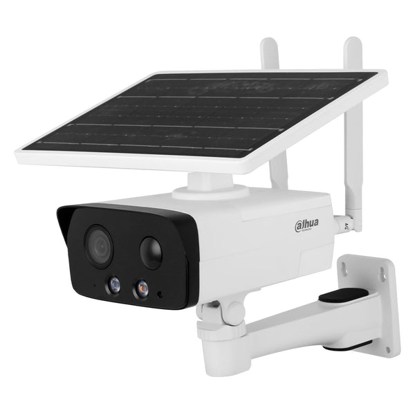 DAHUA IPC-HFW2431DG-4G-SP-LA-B Cámara de seguridad IP 2K 4MP 4G, con panel solar + batería, IR 50m, disuasión activa, audio bidireccional, IP67, Soporta MicroSD