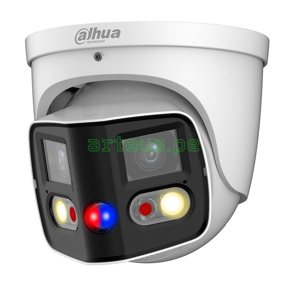 DAHUA IPC-PDW3849-A180 TIOC Cámara de Seguridad IP POE 4K 8MP 2x4MP 2.8mm WDR IP67 Mic Parlante LED20m/IR 25m WIZSENSE