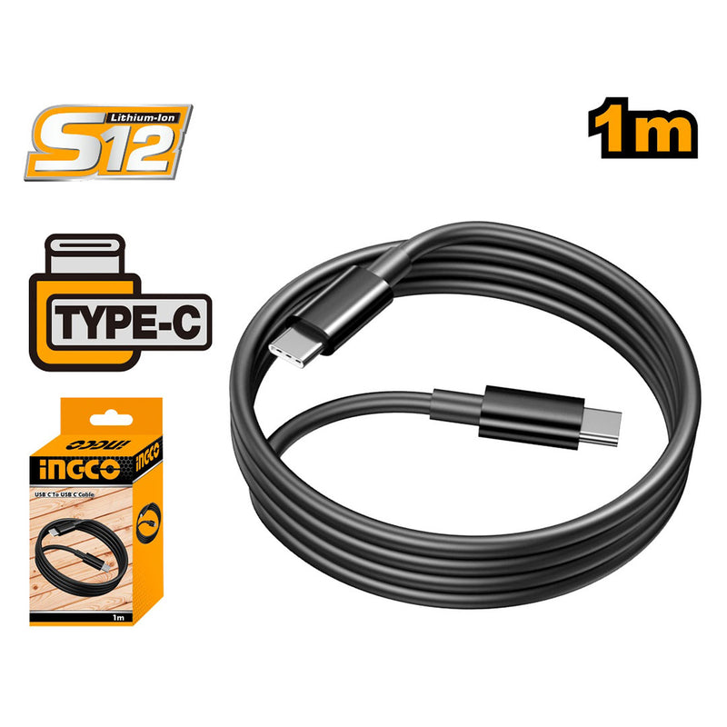 INGCO IUCC02 Cable USB tipo-C a tipo-C de 1 metro