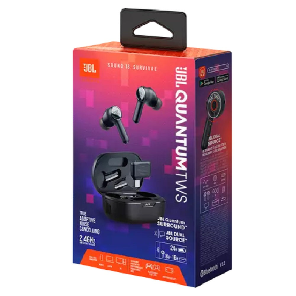 JBL QUANTUM TWS, Auricular de Botón Inalámbrico BT para Computadoras/Tablet Negro - JBLQUANTUMTWSBLKAM