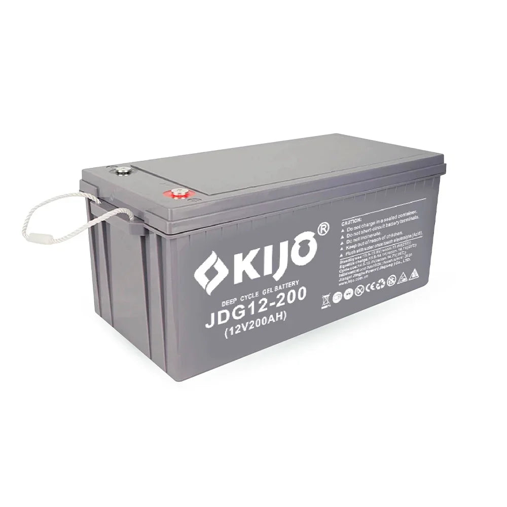 KIJO JDG-12-200AH Batería 12V-200AH AGM-GEL para UPS y Paneles Solares 52.2x24x22.2cm