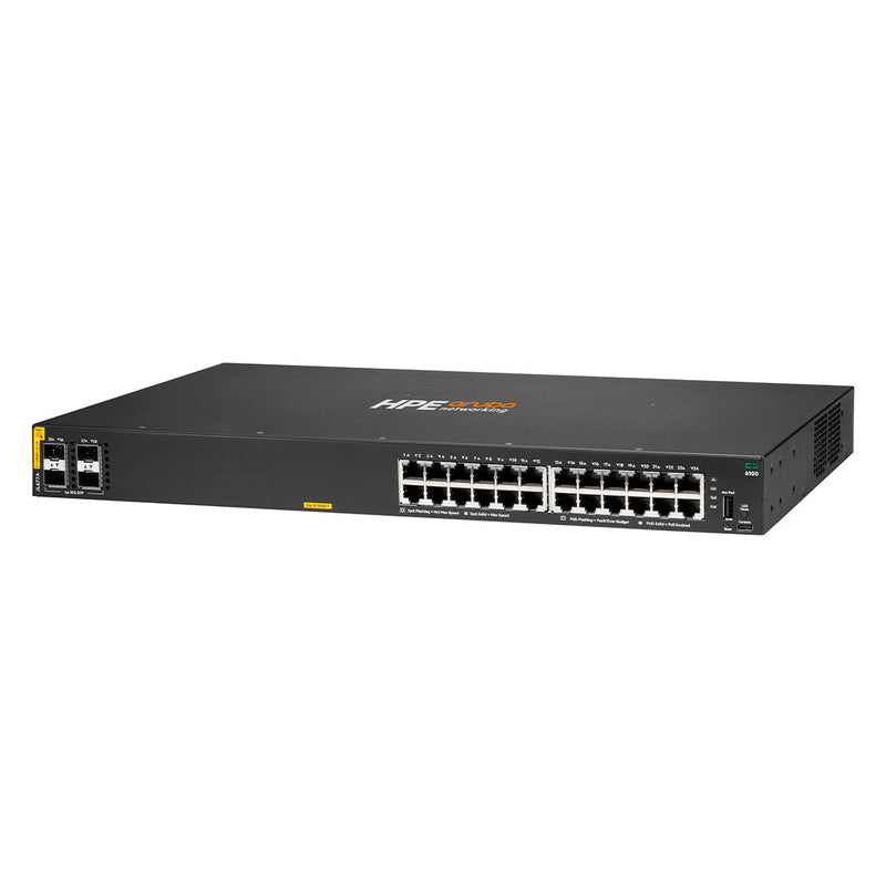 HPE JL677A ARUBA 6100 Switch POE 24 Puertos Gigabit Clase 4 4SFP+ 370w L3