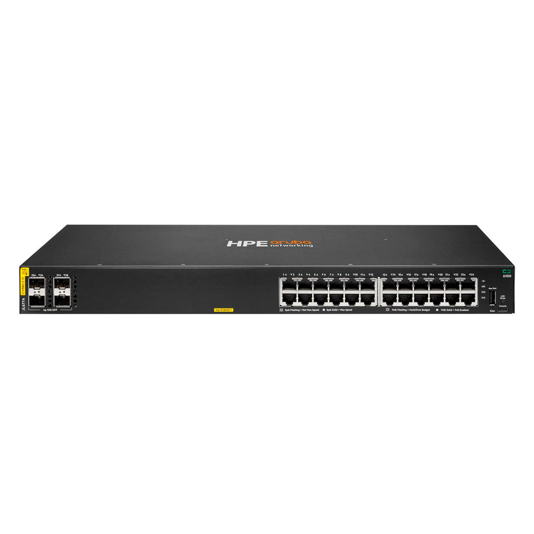 HPE ARUBA JL677A 6100 Switch POE 24 Puertos Gigabit Clase 4 4SFP+ 370w L3