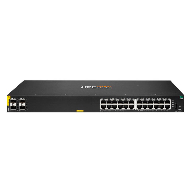 HPE JL677A ARUBA 6100 Switch POE 24 Puertos Gigabit Clase 4 4SFP+ 370w L3