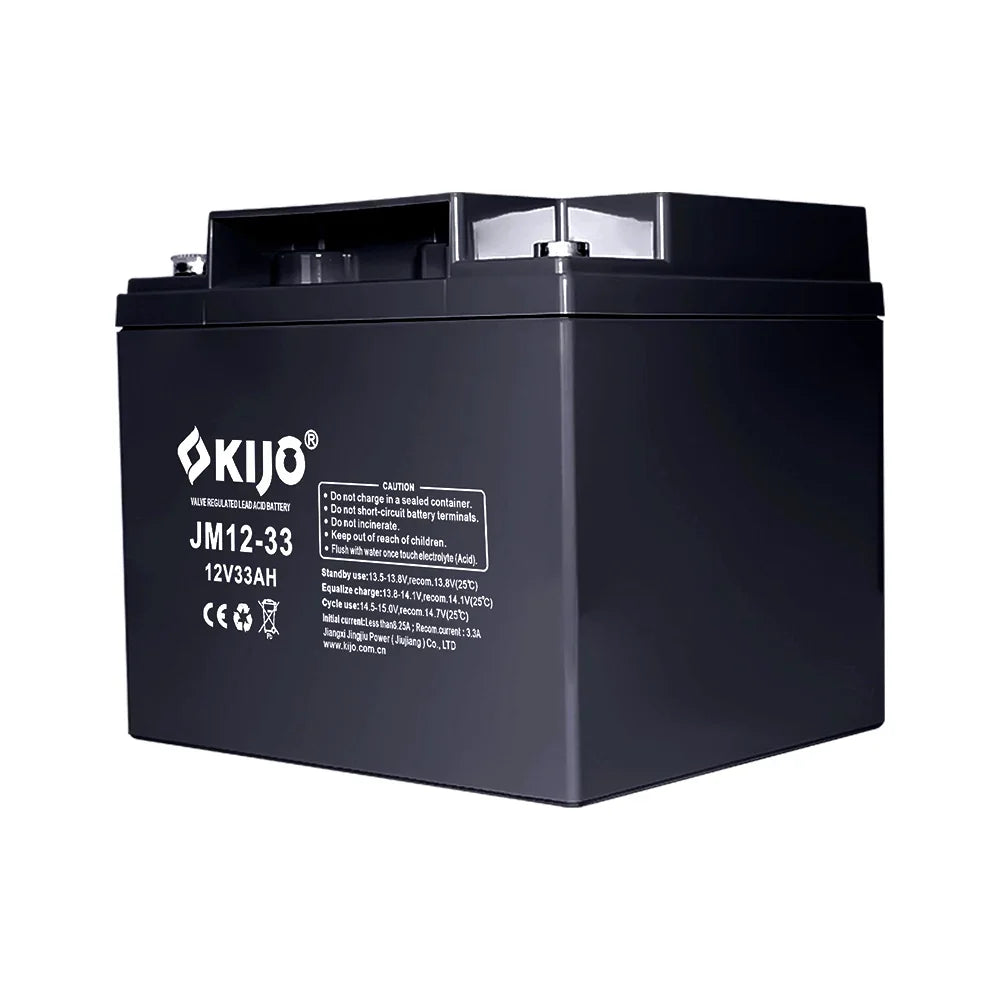 KIJO JM12-33AH Bateria 12V -33AH AGM de Ciclo Profundo para UPS y Paneles Solares 19.5x13x16.7cm