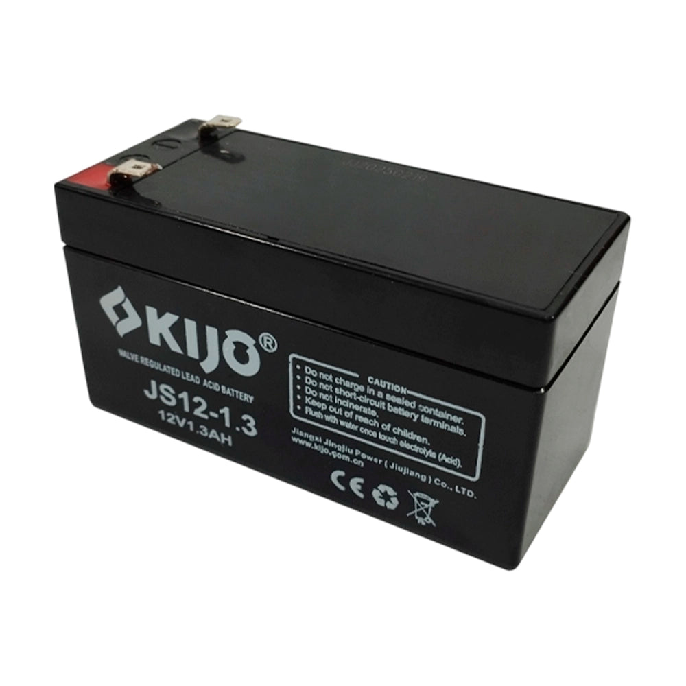 KIJO JS12-1.3AH Batería 12V-1.3AH Seca AGM para UPS y Paneles Solares 9.7x4.3x5.2cm