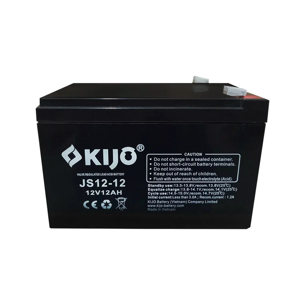 KIJO JS12-12AH Bateria 12V-12AH Seca AGM para UPS y Paneles Solares 15.1x9.8x9.6cm