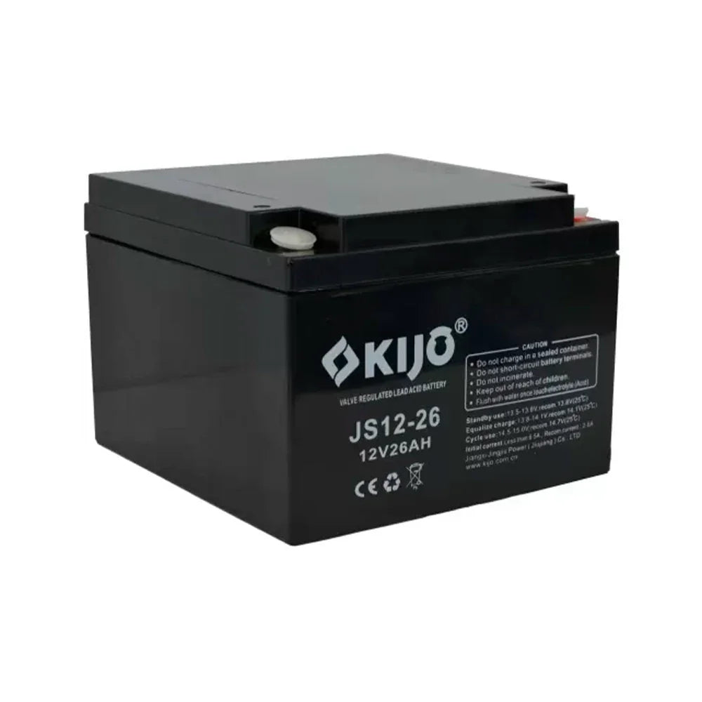 KIJO JS12-26AH Bateria 12V -26AH Seca AGM para UPS y Paneles Solares 16.5x12.5x17.5cm