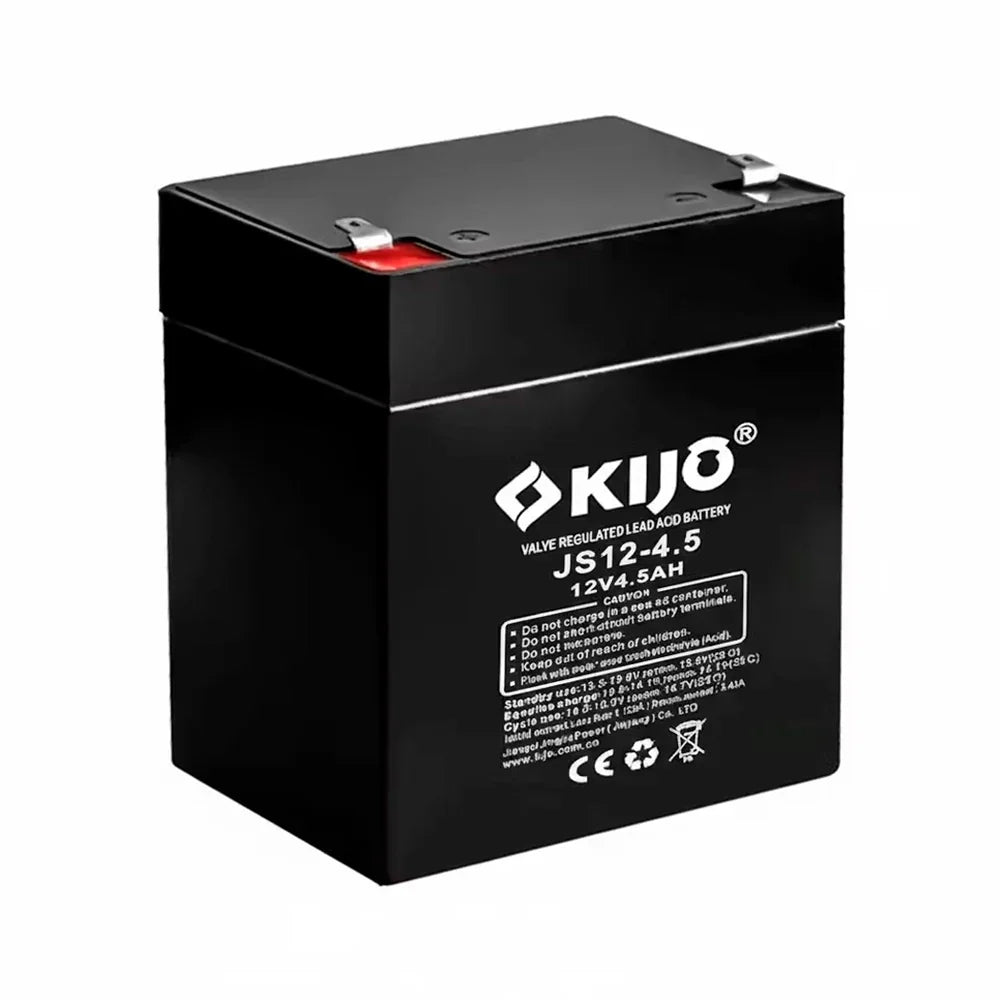 KIJO JS12-4.5AH Bateria 12V-4.5AH Seca AGM para UPS y Paneles Solares 9x7x10.1cm