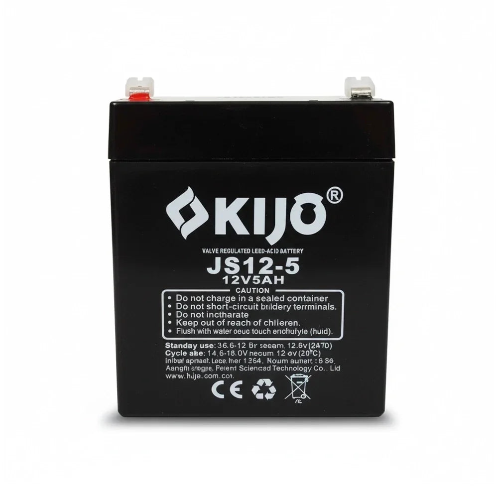 KIJO JS12-5AH Bateria 12V-5AH Seca AGM para UPS y Paneles Solares 9x7x10.1cm
