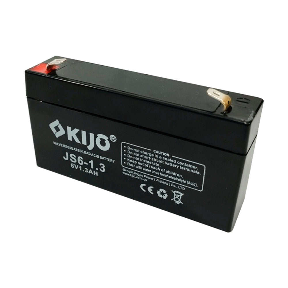 KIJO JS6-1.3AH Batería 6V-1.3AH Seca AGM para UPS y Paneles Solares 9.7x2.4x5.7cm